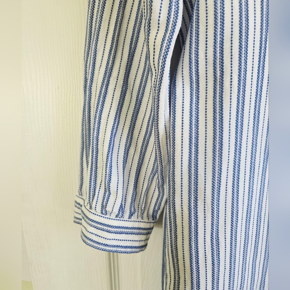 J.Crew Mercantile ✨️ Blue and White Striped Women's Dress with Belt Size M - Picture 2 of 10